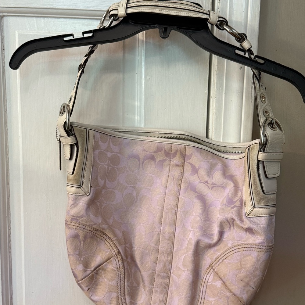 Coach Cream and Pink Shoulder Bag